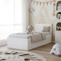Lova su mediniu grotelių rėmu SIMPLE 90x200 cm Spalvos: Balta, Putų poliuretano čiužinys: taip