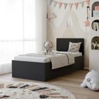 Lova su mediniu grotelių pagrindu SIMPLE 90x200 cm Spalvos: Juoda, Putų čiužinys: ne