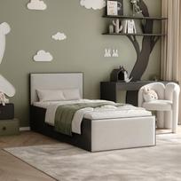 Lova su apmuštomis panelėmis ir grotelių rėmu SASHI 90x200 cm Putų čiužinys: ne, Spalvos: Royal 04 (Šviesiai smėlinė), Spalva: juoda