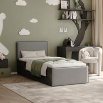 Lova su apmuštomis plokštėmis ir grotelių rėmu SASHI 90x200 cm Putų čiužinys: taip, Spalvos: Royal 27 (Pilka), Spalva: Juoda