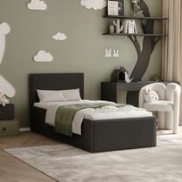 Lova su apmuštomis panelėmis ir grotelėmis SASHI 90x200 cm Putų čiužinys: ne, Spalvos: Royal 31 (juoda), Spalva: juoda