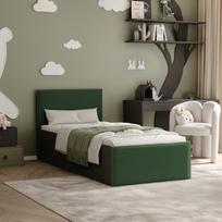 Lova su apmuštomis plokštėmis ir grotelėmis SASHI 90x200 cm Putų čiužinys: ne, Spalvos: Royal 33 (Tamsiai žalia), Spalva: Juoda