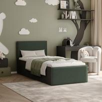 Lova su apmuštomis plokštėmis ir grotelių rėmu SASHI 90x200 cm Putų čiužinys: ne, Spalvos: Royal Green (žalia), Spalva: juoda