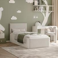 Lova su apmuštomis panelėmis ir grotelėmis SASHI 90x200 cm Putų čiužinys: ne, Spalvos: Royal Elephant (pilkai žalia), Spalva: balta