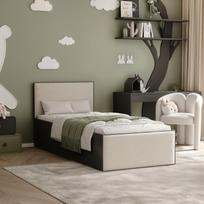 Lova su apmuštomis plokštėmis ir grotelių rėmu SASHI 90x200 cm Putų čiužinys: ne, Spalvos: Royal Elephant (pilkai žalia), Spalva: juoda