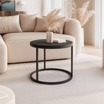 Apvalus kavos staliukas LAVO 50 cm ant juodo metalinio pagrindo Spalvos: Juoda / juoda matinė