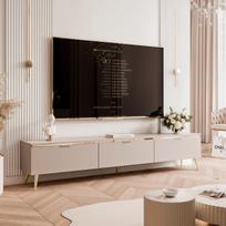 TV spintelė SELIA 200 cm ant kojelių, kašmyro spalvos su auksine įdėkle Spalvos: Kašmyras, LED apšvietimas: ne, Atidarymo sistema: auksinės rankenėlės