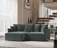 Minkštas kampinis sofa LEON su miego funkcija ir patalynės dėže Kampo pusė: Kairė, Spalvos: Tiffany 12