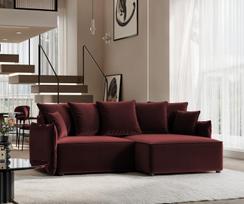 Minkštas kampinis sofa LEON su miego funkcija ir patalynės dėže Kampo pusė: dešinė, Spalvos: Tiffany 32