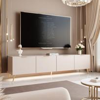 TV spintelė ant kojelių ANGEL 200 cm su apšvietimu Spalvos: Kašmyras, Atidarymo sistema: auksinės rankenėlės