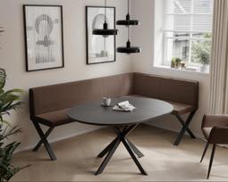 Virtuvinis kampas VERO X Dydis: 128x168 cm , Apdaila: Lygus, Kampo pusė: Dešinė, Spalvos: Inari 28 (Ruda)