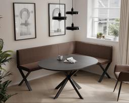 Virtuvinis kampas VERO X Apdaila: Lygus, Kampo pusė: Dešinė, Dydis: 142x196 cm , Spalvos: Inari 28 (Rudas)