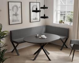 Virtuvinis kampas VERO X Dydis: 128x168 cm, Apdaila: Lygi, Kampo pusė: Dešinė, Spalvos: Inari 96 (Tamsiai pilka)