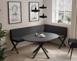 Virtuvinis kampas VERO X Dydis: 128x168 cm , Apdaila: Lygi, Kampo pusė: Dešinė, Spalvos: Inari 100 (Juoda)