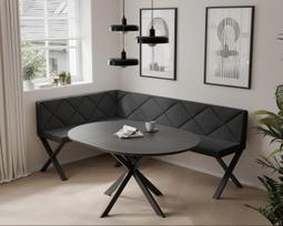 Virtuvinis kampas VERO X Kampo pusė: Kairė, Spalvos: Inari 100 (Juoda), Dydis: 142x196 cm , Apdaila: Dygsniuotas atlošas