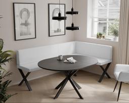Virtuvinis kampas VERO X Apdaila: Lygi, Kampo pusė: Dešinė, Spalvos: Soft 17 (Balta), Dydis: 142x196 cm