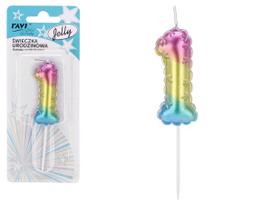 Gimtadienio žvakutė Ravi Jelly 1, įvairių spalvų, 16 cm