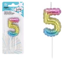 Gimtadienio žvakutė Ravi Jelly 5, įvairių spalvų, 16 cm