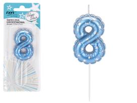 Gimtadienio žvakutė Ravi Blue Star 8, mėlyna sp., 16 cm