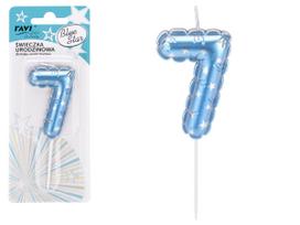Gimtadienio žvakutė Ravi Blue Star 7, mėlyna sp., 16 cm