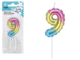Gimtadienio žvakutė Ravi Jelly 9, įvairių spalvų, 16 cm
