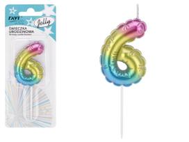 Gimtadienio žvakutė Ravi Jelly 6, įvairių spalvų, 16 cm