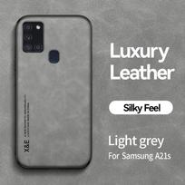 Funda For Samsung Galaxy A21S Case Car Magnetic Holder Leather Phone Case For Samsung A21S A 21 S Soft Frame Protect Back Cover For Galaxy A21S šviesiai pilka spalva