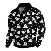 Men's Halloween Printed Corduroy Button Shirt L juoda
