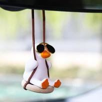 1PC Swing Duck Car Pendant Plaster Material Cool Duck Swing Mirror Hanging Pendant Car Accessories Car Supplies Blue