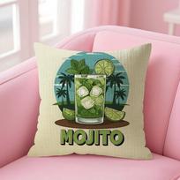 Mojito Cocktail INS Cushion Cover Natural Linen Pillow Case DoubleSided Print Decorative Sofa Pillowcase Home Decor Gift 30x30cm
