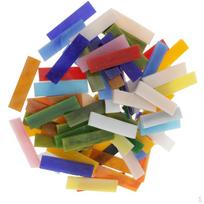 70 vienetų stačiakampės formos įvairių spalvų mozaikinės plytelės (tesseros) rankdarbiams 10x40mm