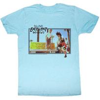 Bill and Ted Rock Sesh Light Blue Heather Adult T-Shirt L