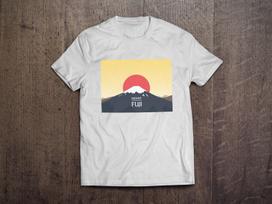 Fuji Mount Japanese Rising Sun / Heavyweight cotton unisex T shirt with print tee top M