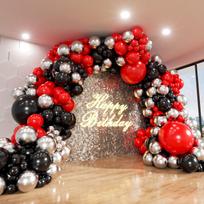 NEW ARRIVAL 142Pcs Matte Red Black Metallic Silver Garland Kit 18 12 10 5 Inch Different Size Balloons for Party Decorations 5/10/12/18 inch