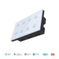 MOES Tuya Wifi Smart Touch Light Wall Switch 8 Gang Glass Panel Compatible with Alexa Google Home 147*86mm&Eu Standard