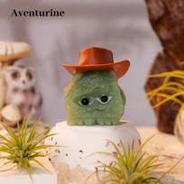 Natural Crystal Raw Stone Cowboy Hedgehog Figurine with Hat Hand Carved Gemstone Animal Ornament for Home Decoration (as the picture,About 4.5-5.5cm)