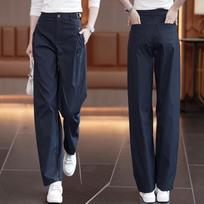Army Green Fashion All-match Scimitar Overalls Women's Spring and Autumn High Waist Slim Loose Wide-leg Casual Pants XS