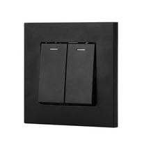 White Black Greg Gold Silver Color Plate 86*86mm EU Standard 2 Gang 1 Way 2 Way Wall Switch Safety Electric Switch (Gold,86*86mm&Eu Standard)