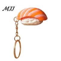 Keychain Pendant Pendant, Simulated Salmon Sushi Stress Relief Toy with Hanging Chain, 3D Printed Food Ornament for Backpack School Bag A