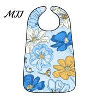 Durable Floral Bib Adult Bib, Waterproof Easy Clean Feeding with Soft Skin-friendly Meal Printed, Elderly Clothing Protector, for Seniors Dining A