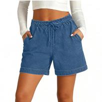 Women  Baggy Wide Leg Denim Shorts Casual Jean Shorts XXL mėlyna