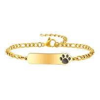 Personalized Name Bar Bracelet with dog cat Paw Printed