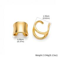 Ear Cuff Set Non Piercing for Women, Gold Plated Helix Cartilage Clip, Waterproof Wide Dome Hollow Double Row Wire Earrings