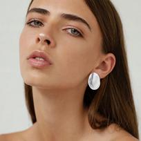 Matt Large Stainless Steel Stud Earring for Women, Pairs Chic Oval Irregular Ear Jewely