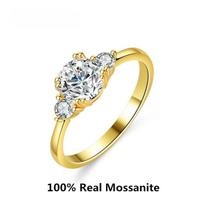 14K geltonojo aukso mozanito žiedas 1 karatas 6,5 mm moterims 925 svarų sterlingų sidabras Aukštosios juvelyrikos Kalėdų dovana Prabangus žiedas 5