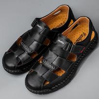 Vasaros Vyriški Rankų Darbo Sandalai Lauko Sandalai Natūralios Odos Tinklelis Retro Kasdieniai Paplūdimio Sandalai 39 juoda