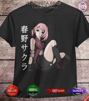 Sakura Shirt Naruto Shippuden Sakura Kakashi Anime Unisex Tee T-Shirt All Size 4XL