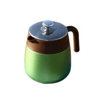 Stainless Steel Titanium-Coated Teapot Large Capacity Titanium-Coated Liner Insulated Coffee Pot with Handle Aged White Tea Pot žalia