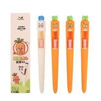 Cute Cartoon Kawaii  Pens Carrot Shaped Gel Pen Design Retractable Tongue Refill Black Ink Pens Office School Stationery Gift