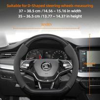 Suitable for Skoda Suede Matte Carbon Fiber Texture Steering Wheel Cover Suitable for Octavia 2 3 A7 1 Superb Roomster A5 Rapid Karoq Yeti